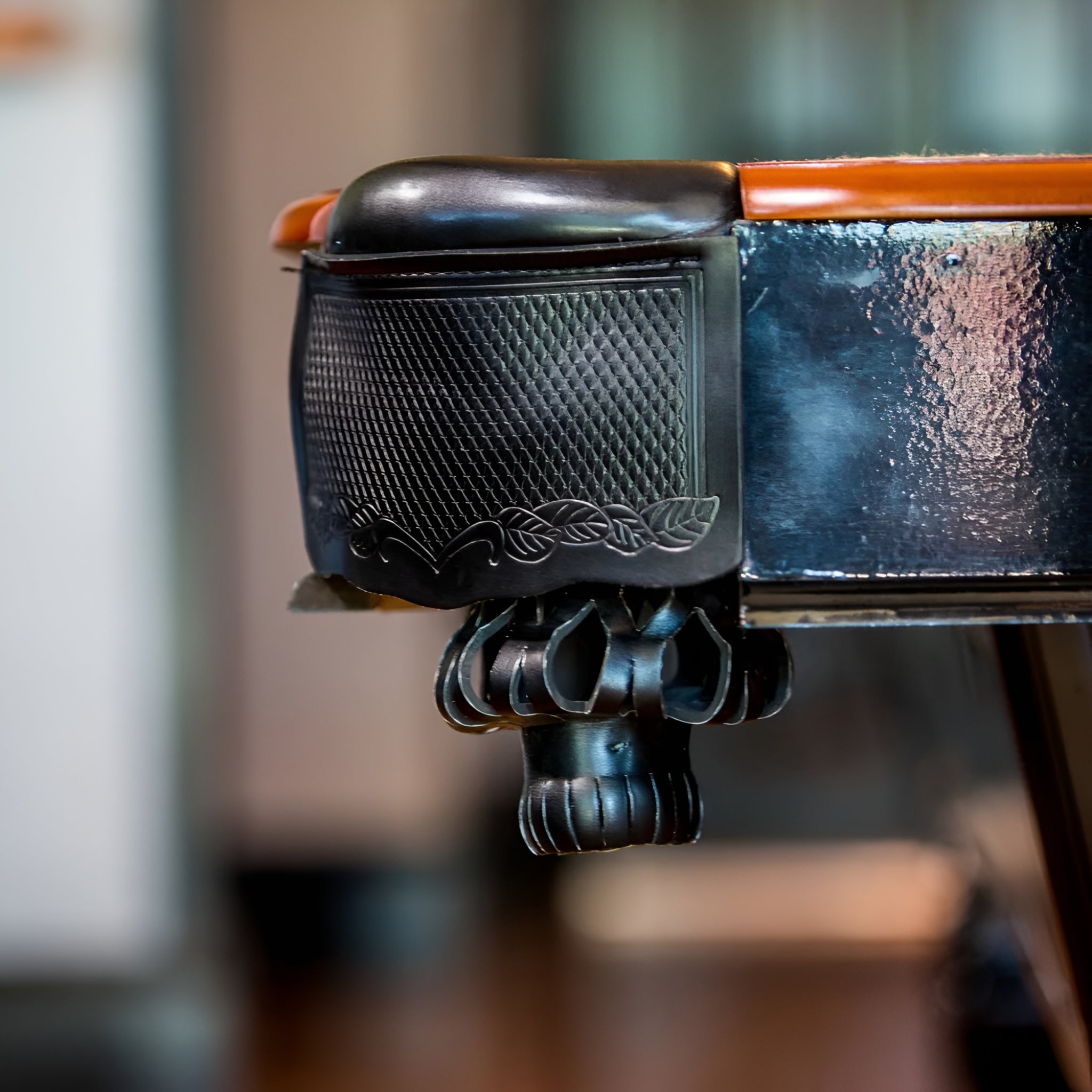 8' Covington Billiard Table with Carved Solid-Wood Legs and Antiqued Wood Finish