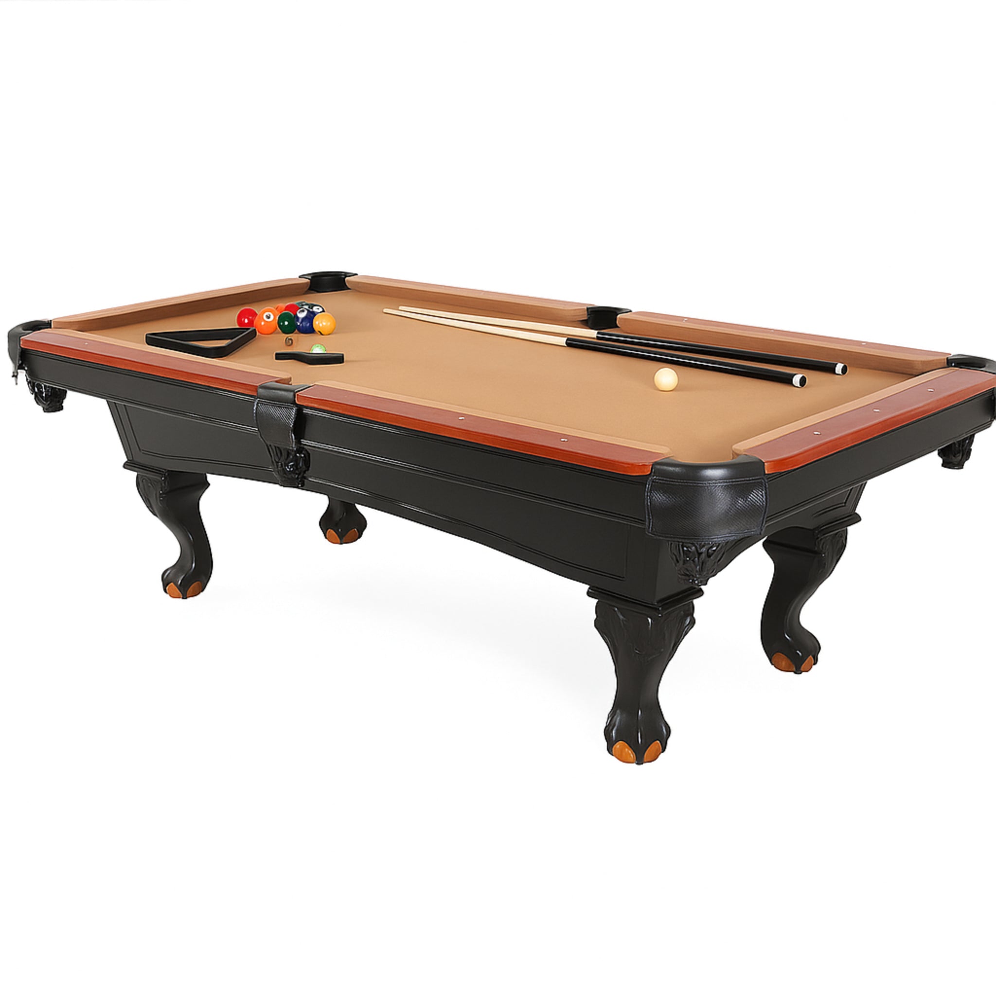 8' Covington Billiard Table with Carved Solid-Wood Legs and Antiqued Wood Finish