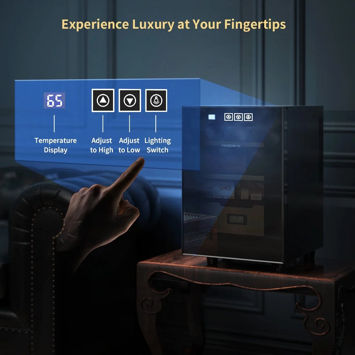 23L Electric Cigar Humidor for 150 Counts,Cooling & Heating Control System,New Year,Christmas Gifts,Father'S Day Gift