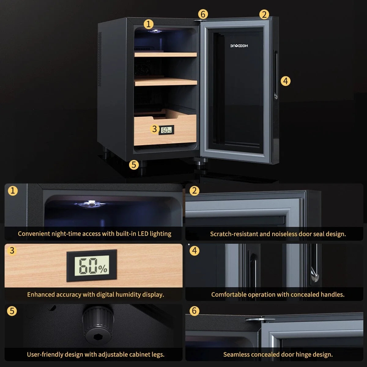 23L Electric Cigar Humidor for 150 Counts,Cooling & Heating Control System,New Year,Christmas Gifts,Father'S Day Gift