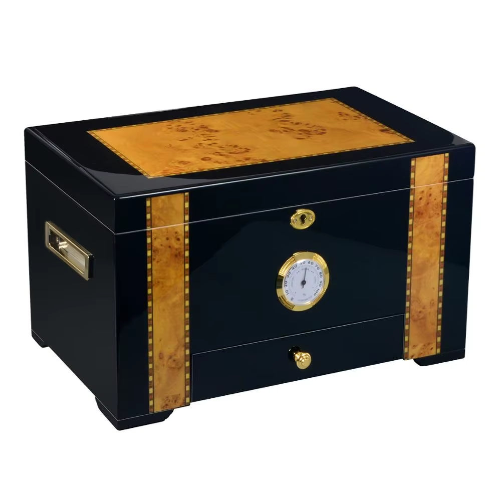 Cigar Cabinet with Humidifier and Hygrometer Luxury Humidor for Club Desktop Double Layer Cigar Box