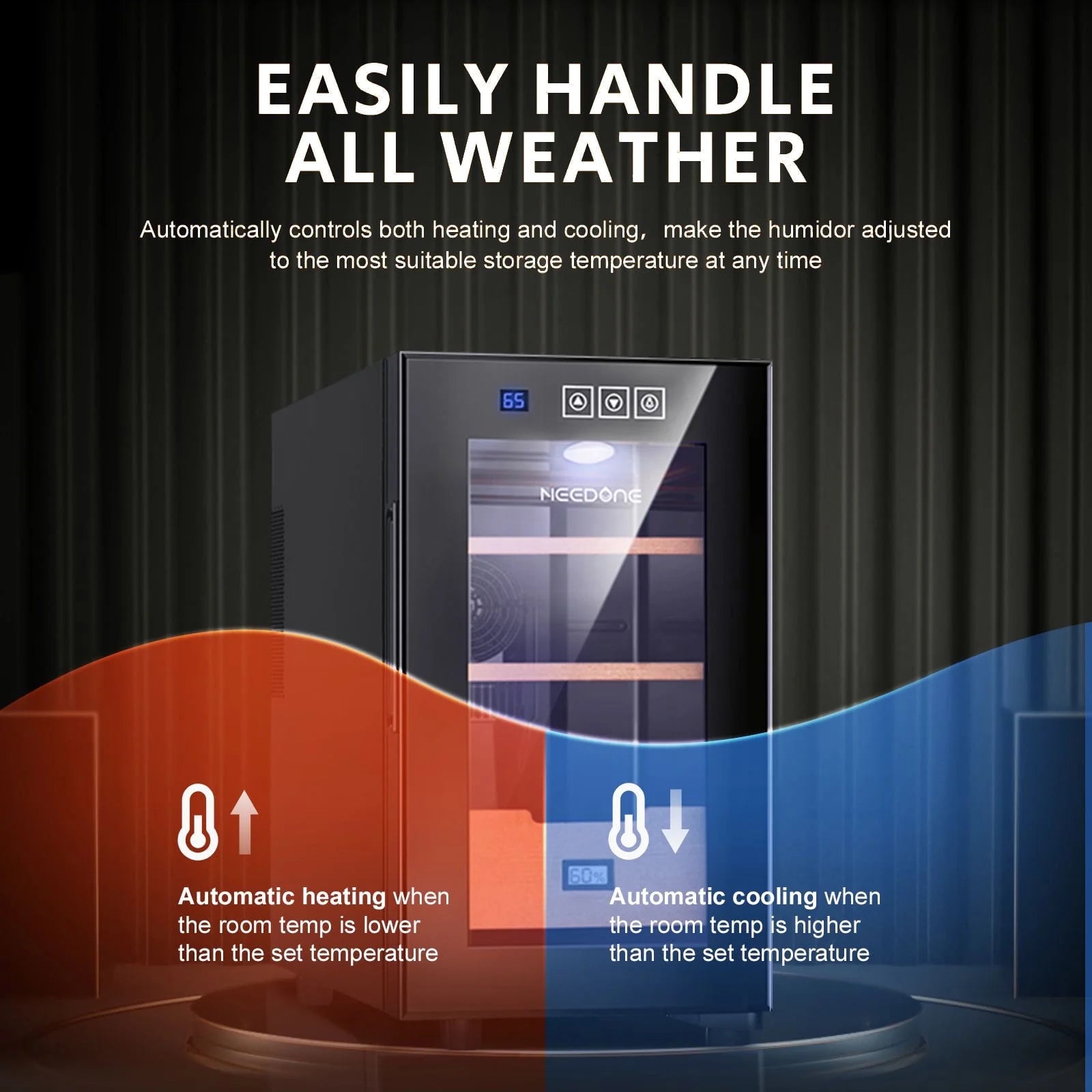 23L Electric Cigar Humidor for 150 Counts,Cooling & Heating Control System,New Year,Christmas Gifts,Father'S Day Gift