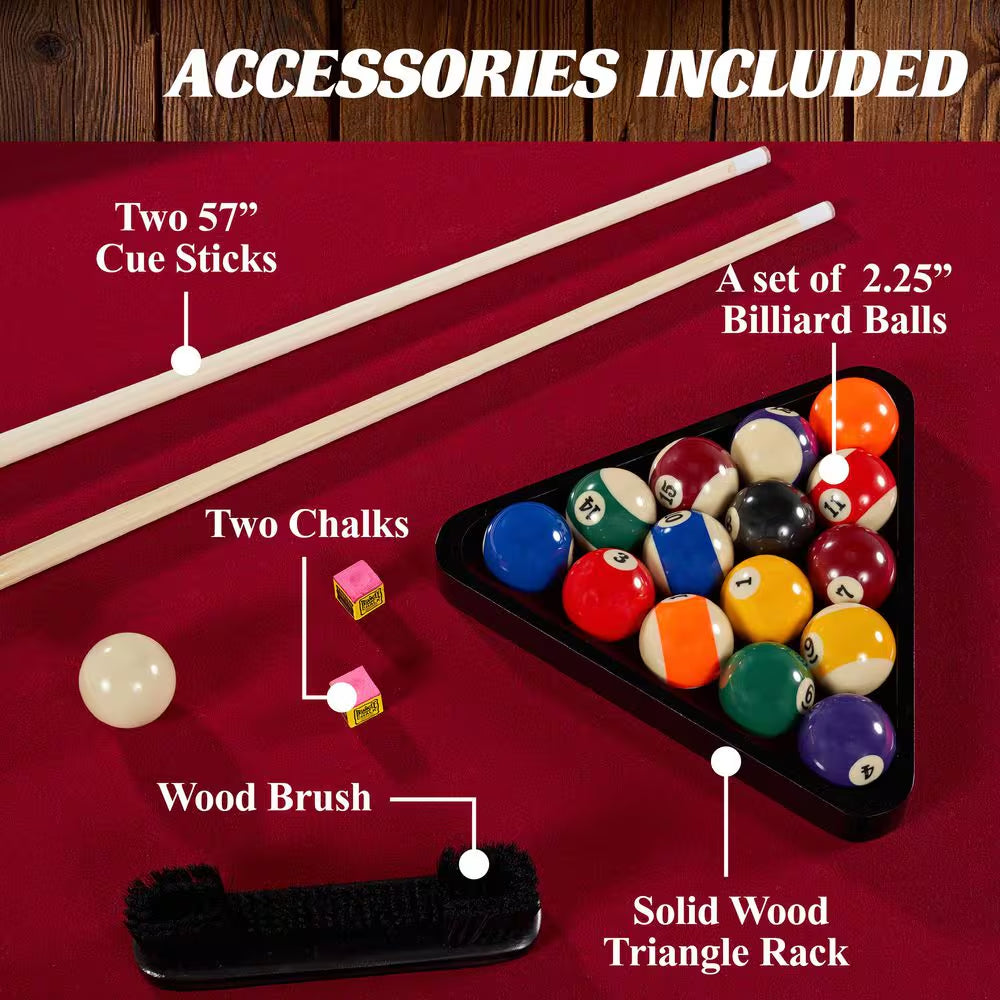 Arlington 8 Ft. Pool Table with Drop Pockets, Cue Sticks and Ball Set
