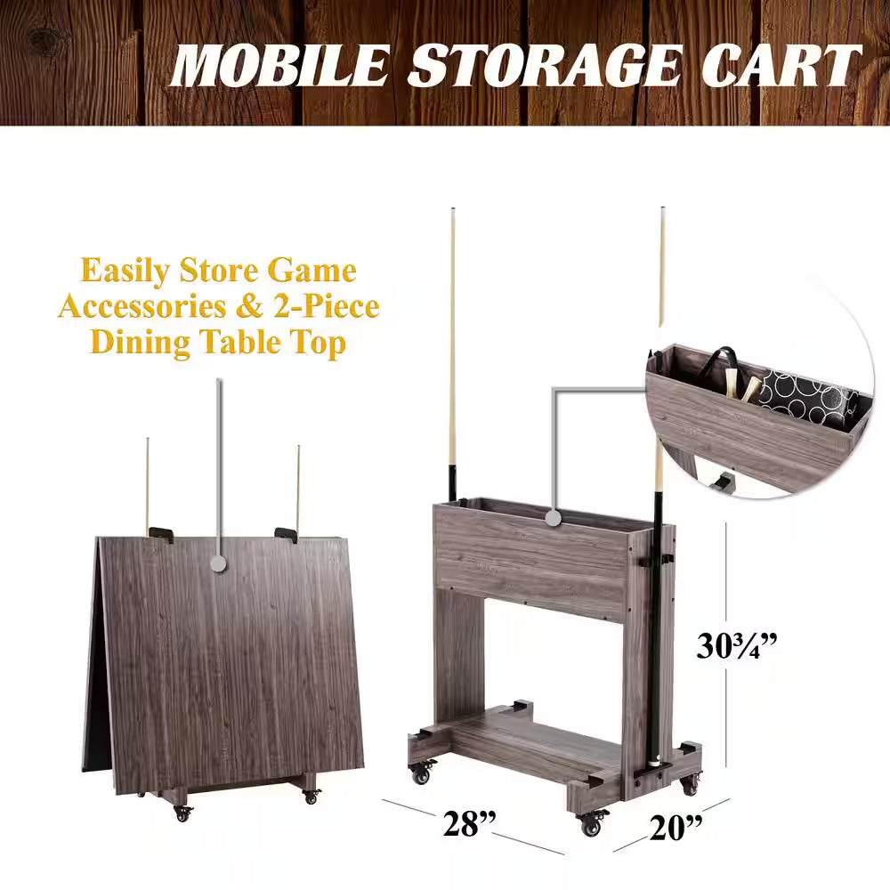 Monteray 7' Drop Pocket Pool Table Brown, 3-In-1 Dining Top and Table Tennis with Game Accessories