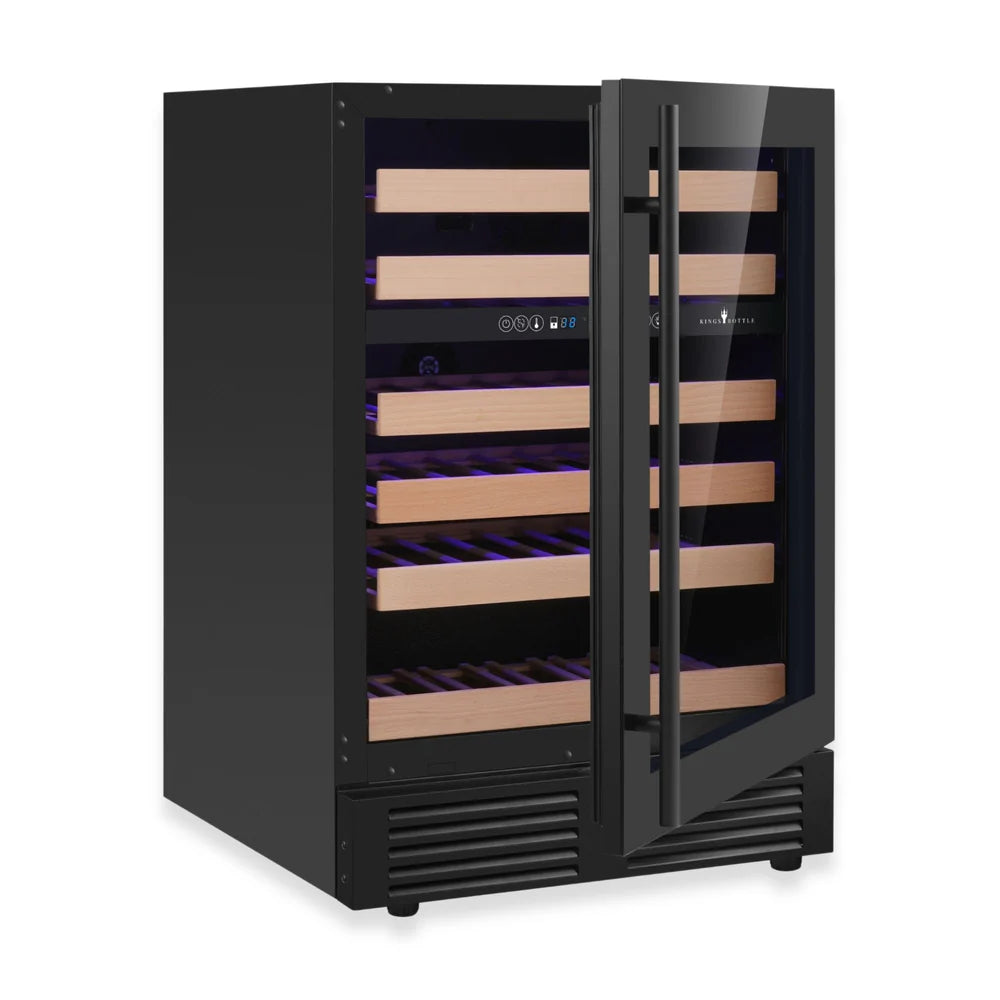 KingsBottle 24-Inch Under-Counter Low-E Glass Door Dual Zone Wine Cooler (Model: KBU145DX)