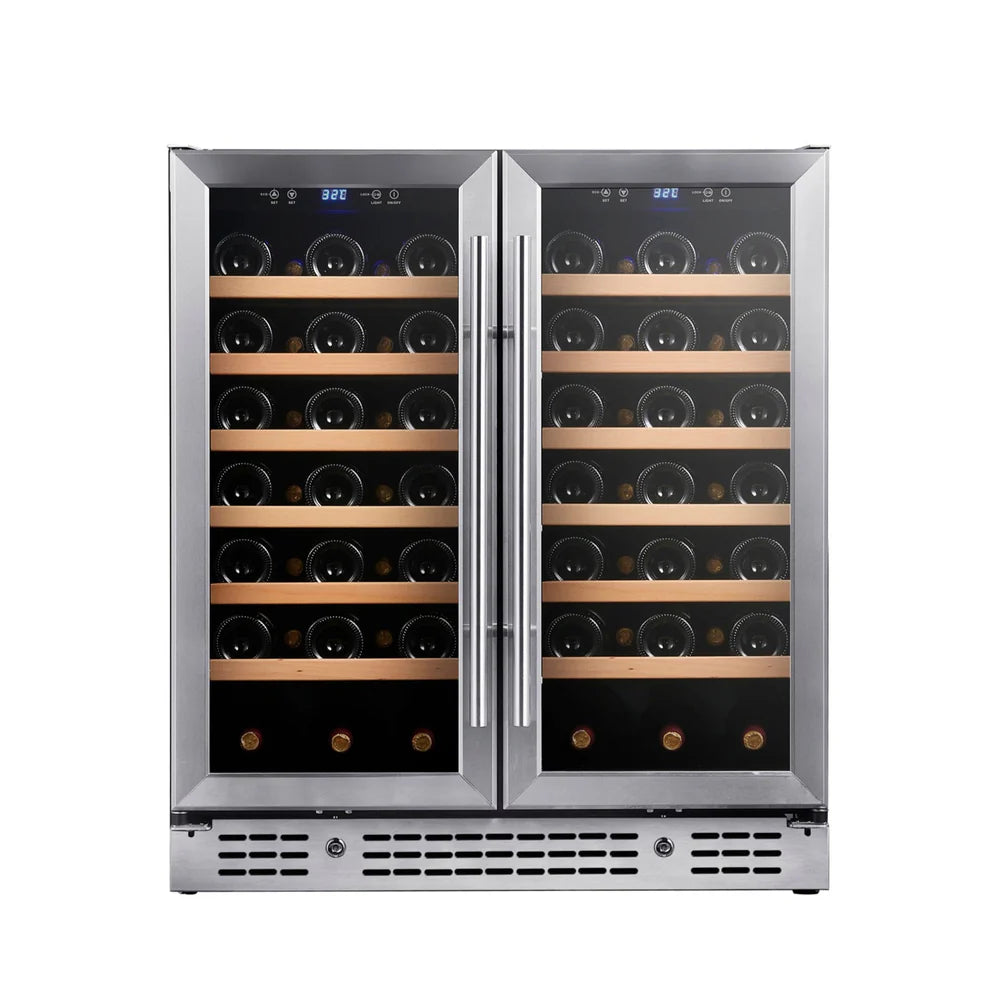 KingsBottle 30-Inch Under-Counter Low-E Glass Door Dual Zone Wine Cooler (Model: KBU165W2)