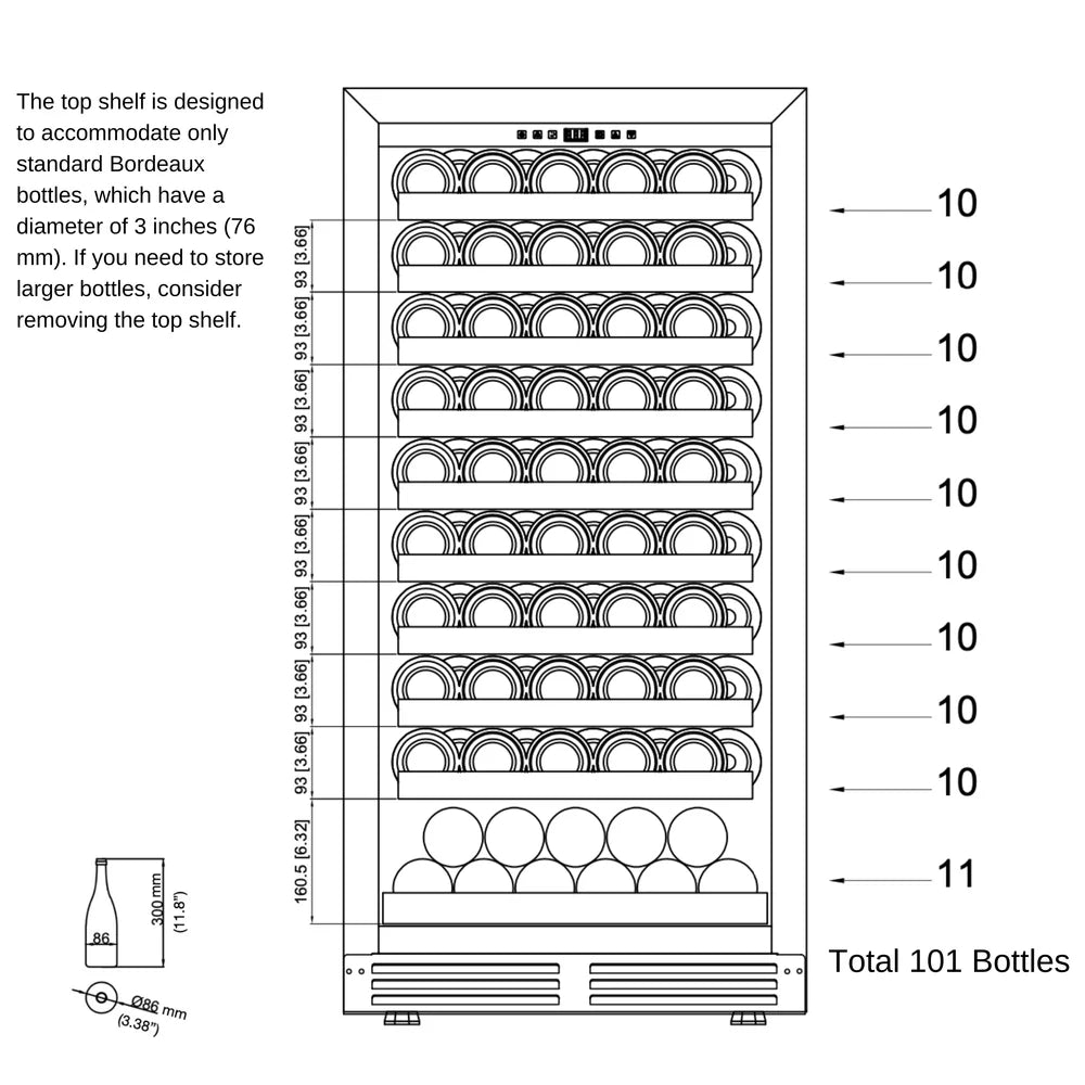 KingsBottle 47-Inch Upright Low-E Glass Door Single Zone Wine Cooler