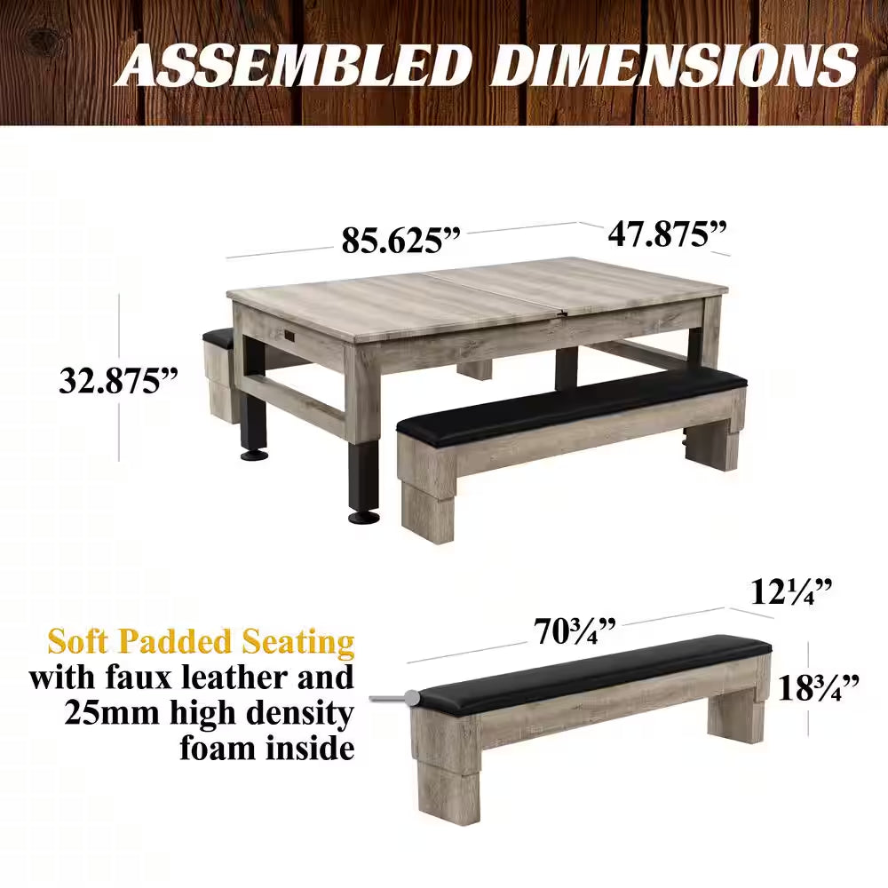 Westmont 7 Ft. Pool Table, 3-In-1 Dining Top and Table Tennis with Game Accessories and Rolling Storage Caddy