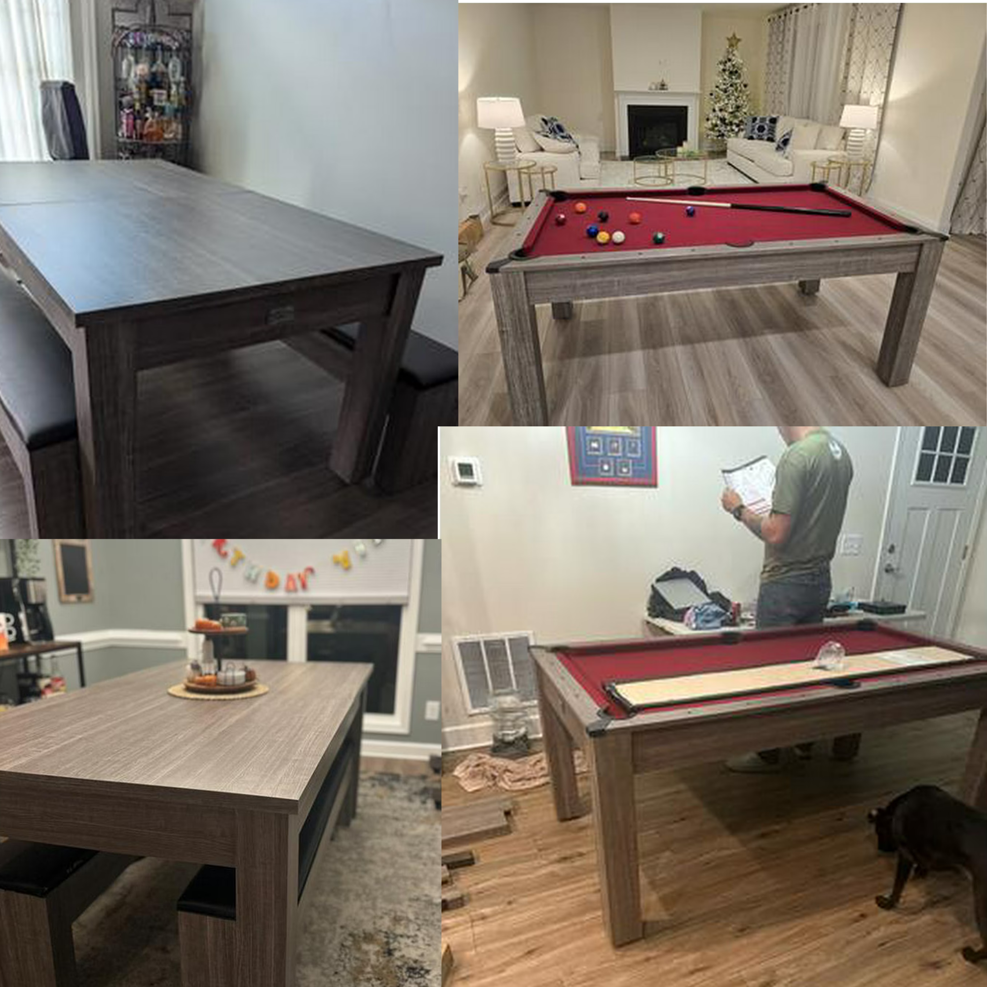 Barrington Billiards - 6 Ft 3 in 1 Pool Table with Table Tennis and Dining Table Conversion Top, Includes All Accessories