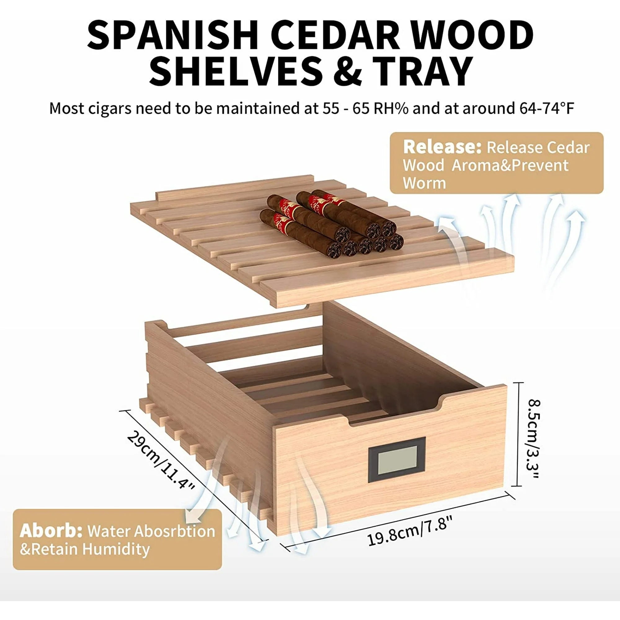 23L Electric Cigar Humidor for 150 Counts,Cooling & Heating Control System,New Year,Christmas Gifts,Father'S Day Gift