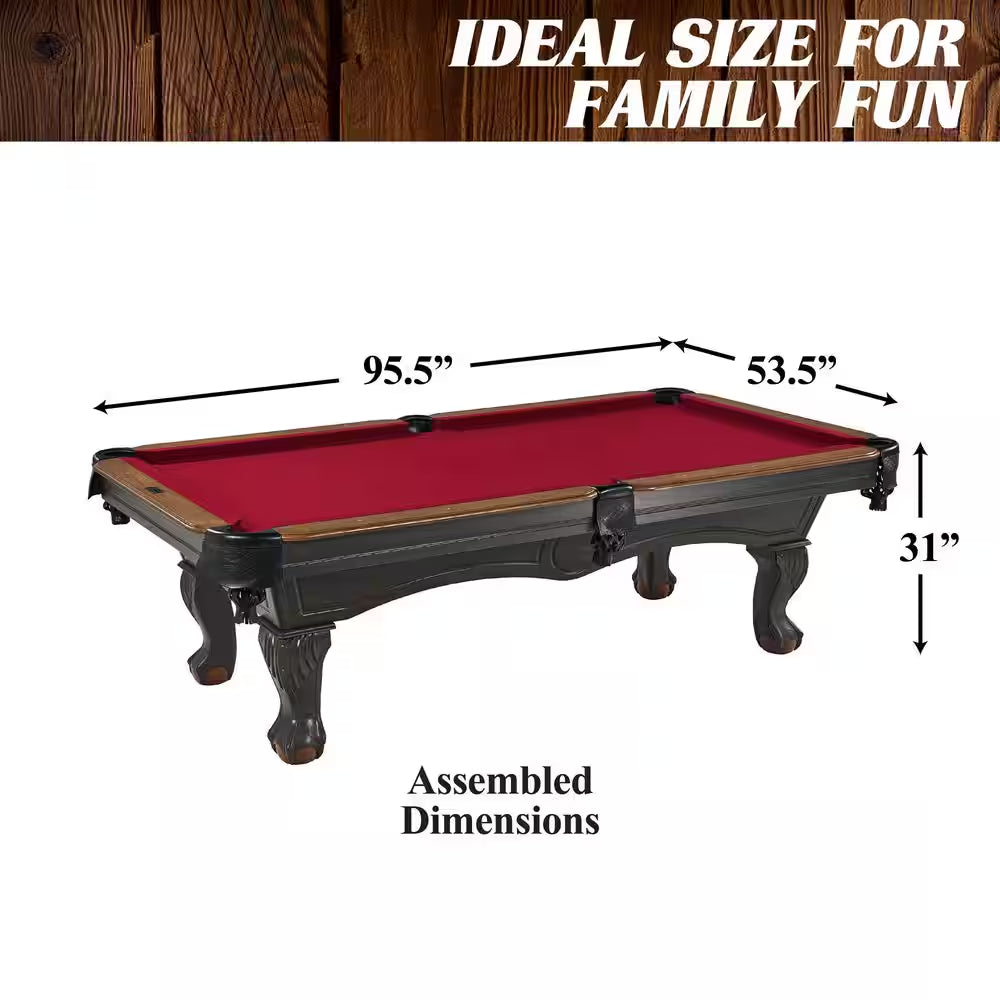 Arlington 8 Ft. Pool Table with Drop Pockets, Cue Sticks and Ball Set