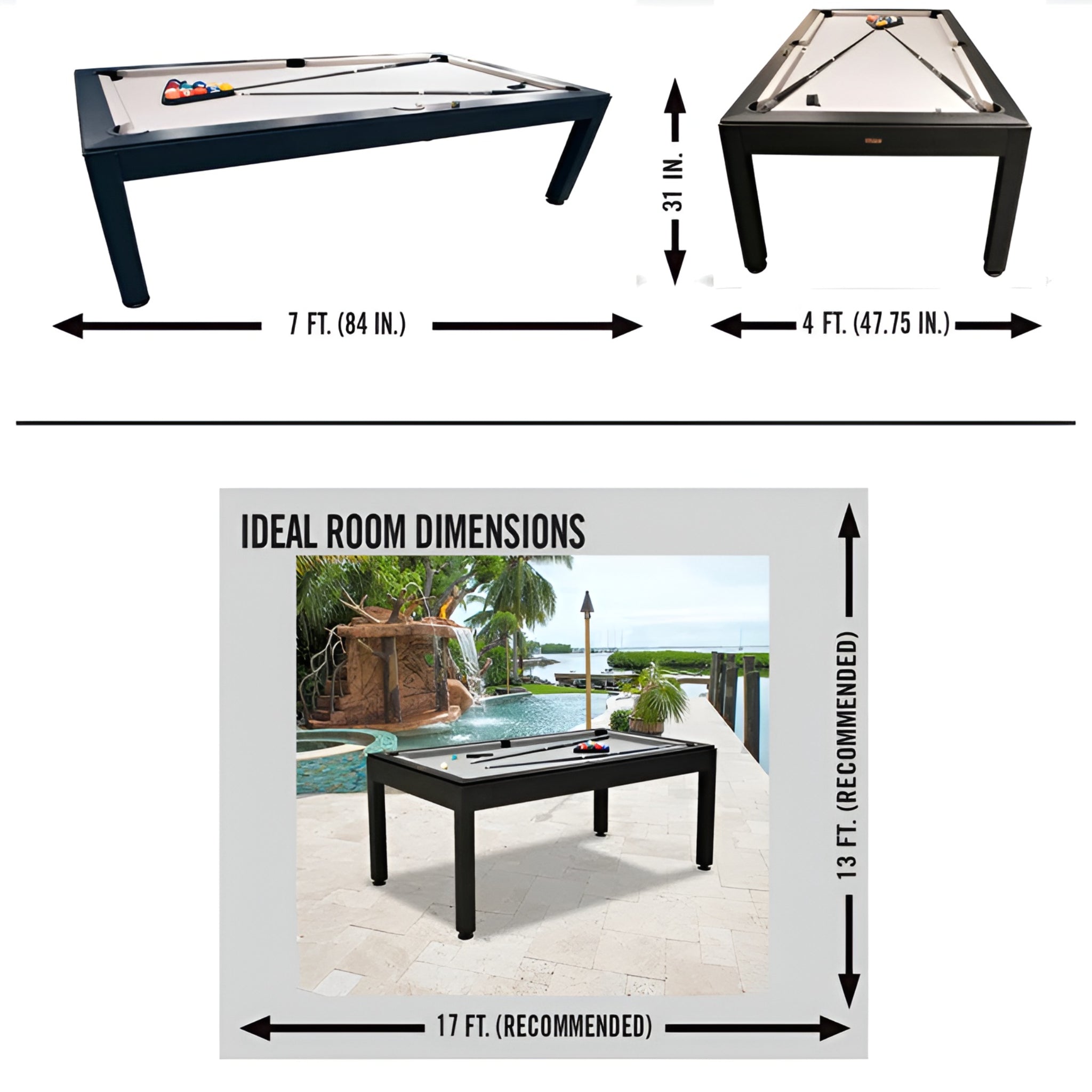 Panama Jack Billiard  7' Pool Table with Leg Levelers