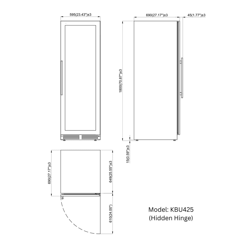 KingsBottle 72-Inch Upright Low-E Glass Door Dual Zone Large Wine Cooler (Model: KBU425DX)