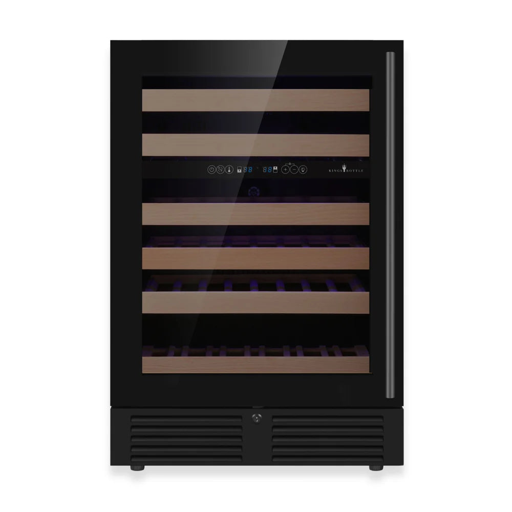 KingsBottle 24-Inch Under-Counter Low-E Glass Door Dual Zone Wine Cooler (Model: KBU145DX)