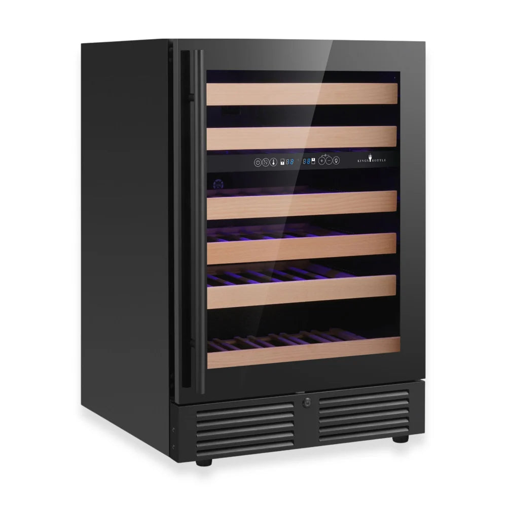 KingsBottle 24-Inch Under-Counter Low-E Glass Door Dual Zone Wine Cooler (Model: KBU145DX)