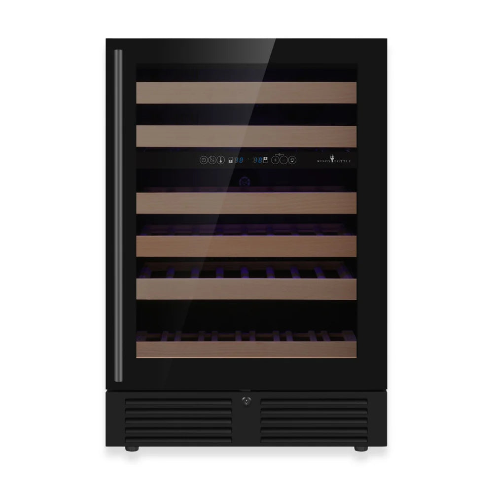 KingsBottle 24-Inch Under-Counter Low-E Glass Door Dual Zone Wine Cooler (Model: KBU145DX)