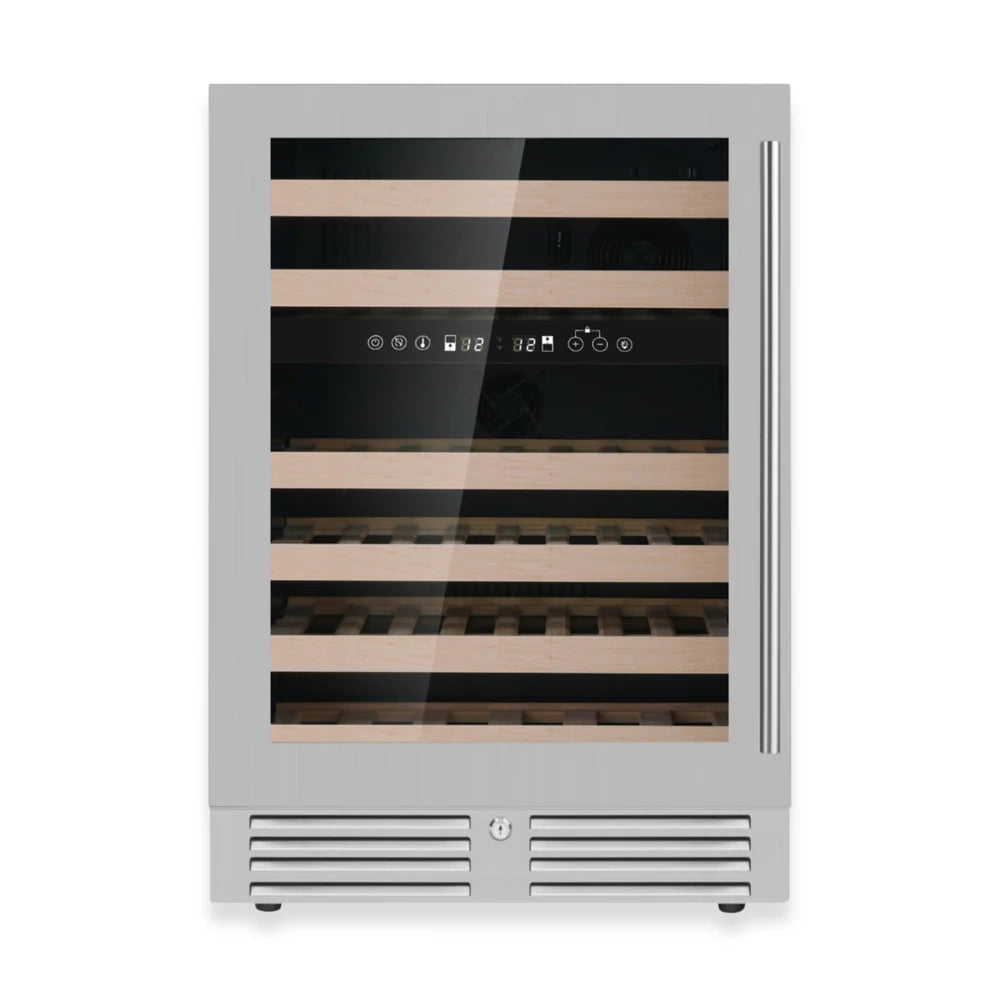 KingsBottle 24-Inch Under-Counter Low-E Glass Door Dual Zone Wine Cooler (Model: KBU145DX)