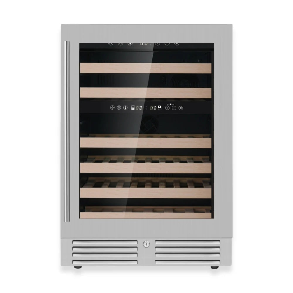 KingsBottle 24-Inch Under-Counter Low-E Glass Door Dual Zone Wine Cooler (Model: KBU145DX)