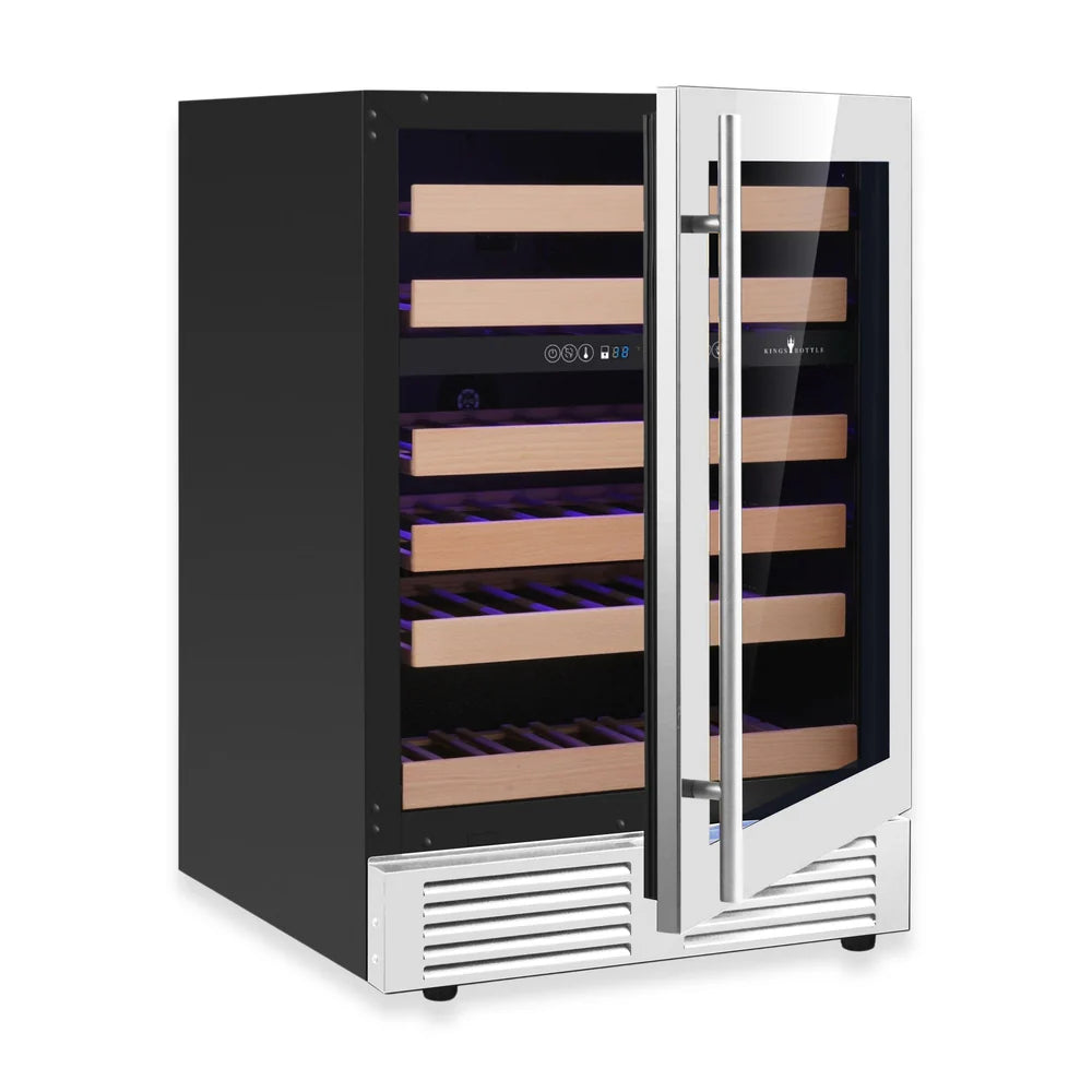 KingsBottle 24-Inch Under-Counter Low-E Glass Door Dual Zone Wine Cooler (Model: KBU145DX)