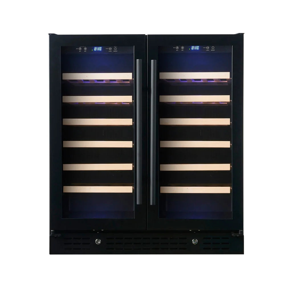 KingsBottle 30-Inch Under-Counter Low-E Glass Door Dual Zone Wine Cooler (Model: KBU165W2)