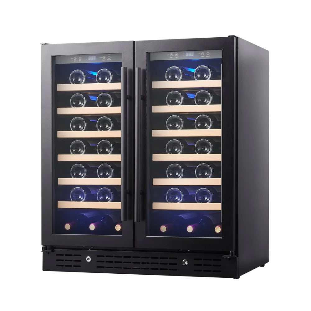 KingsBottle 30-Inch Under-Counter Low-E Glass Door Dual Zone Wine Cooler (Model: KBU165W2)