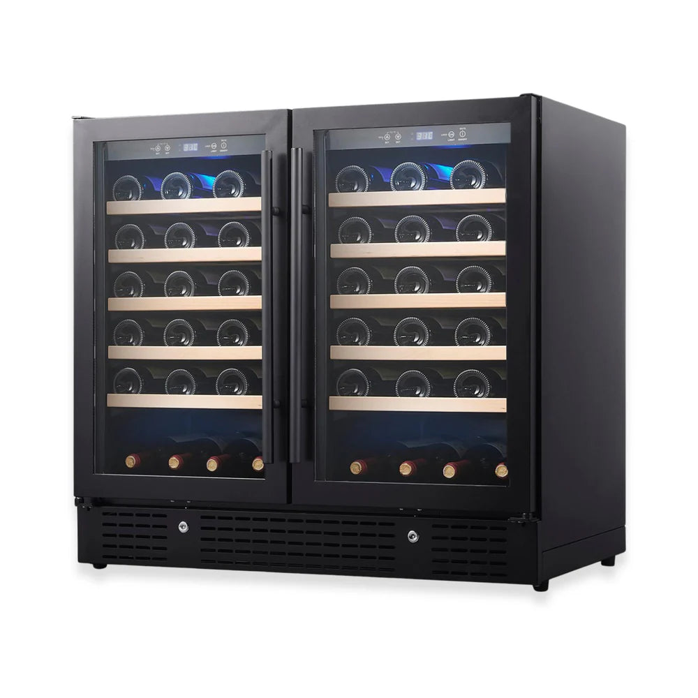 KingsBottle 36-Inch Under-Counter Low-E Glass Door Dual Zone Wine & Beverage Center
