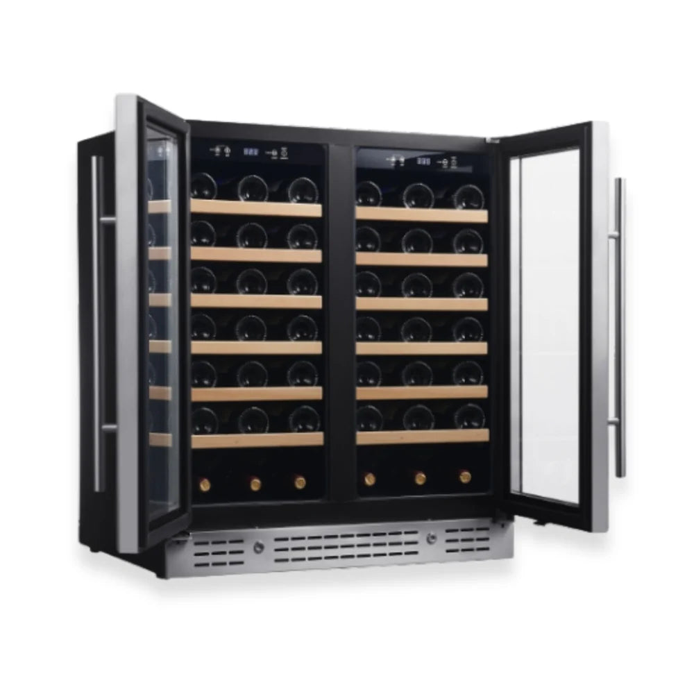 KingsBottle 36-Inch Under-Counter Low-E Glass Door Dual Zone Wine & Beverage Center