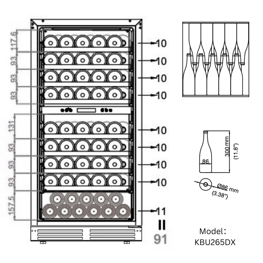 KingsBottle 47-Inch Upright Low-E Glass Door Dual Zone Wine Cooler
