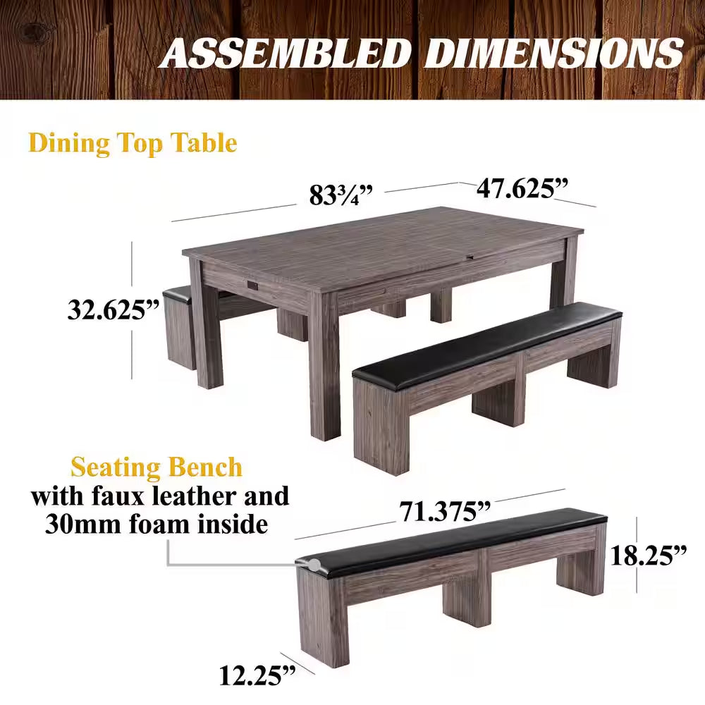 Monteray 7' Drop Pocket Pool Table Brown, 3-In-1 Dining Top and Table Tennis with Game Accessories