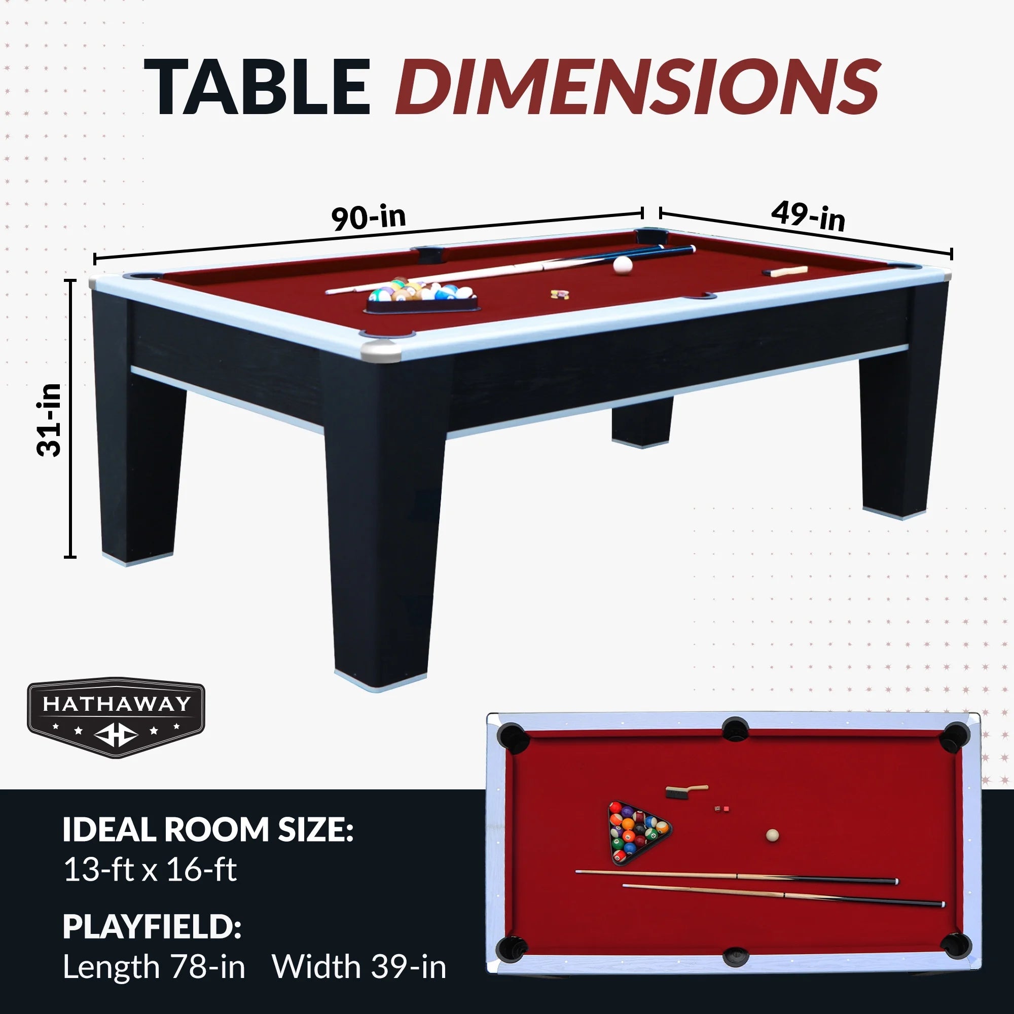 Mirage 7.5 Ft. Pool Table - Black