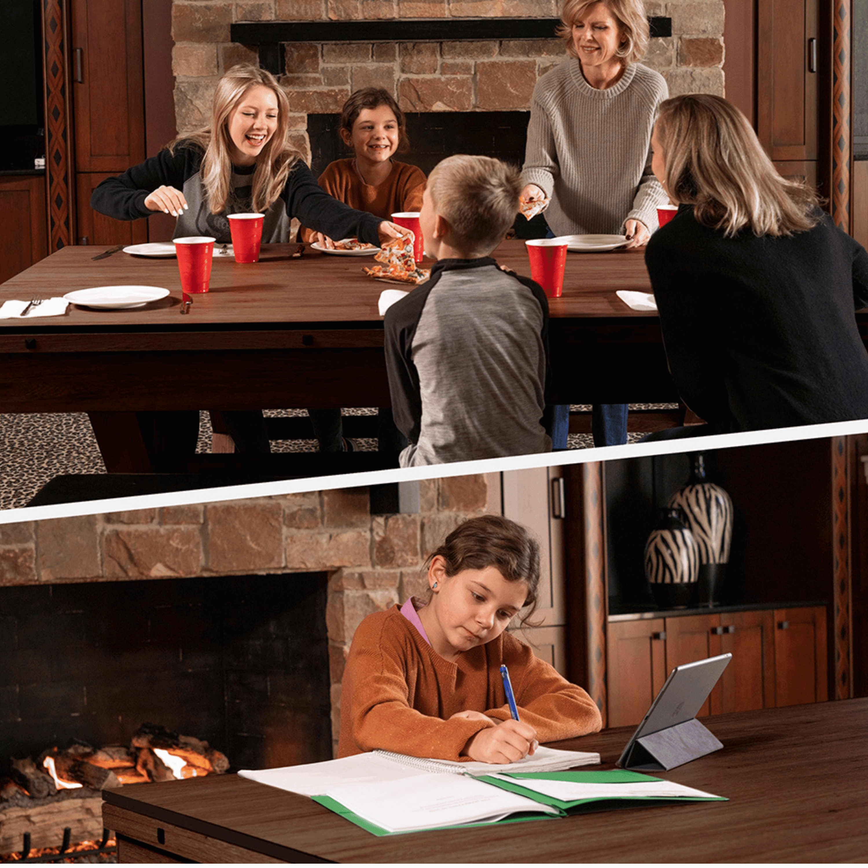 Espresso 7Ft 3 in 1 Multi Game Pool Table with Dining and Table Tennis Tops - RB4050A