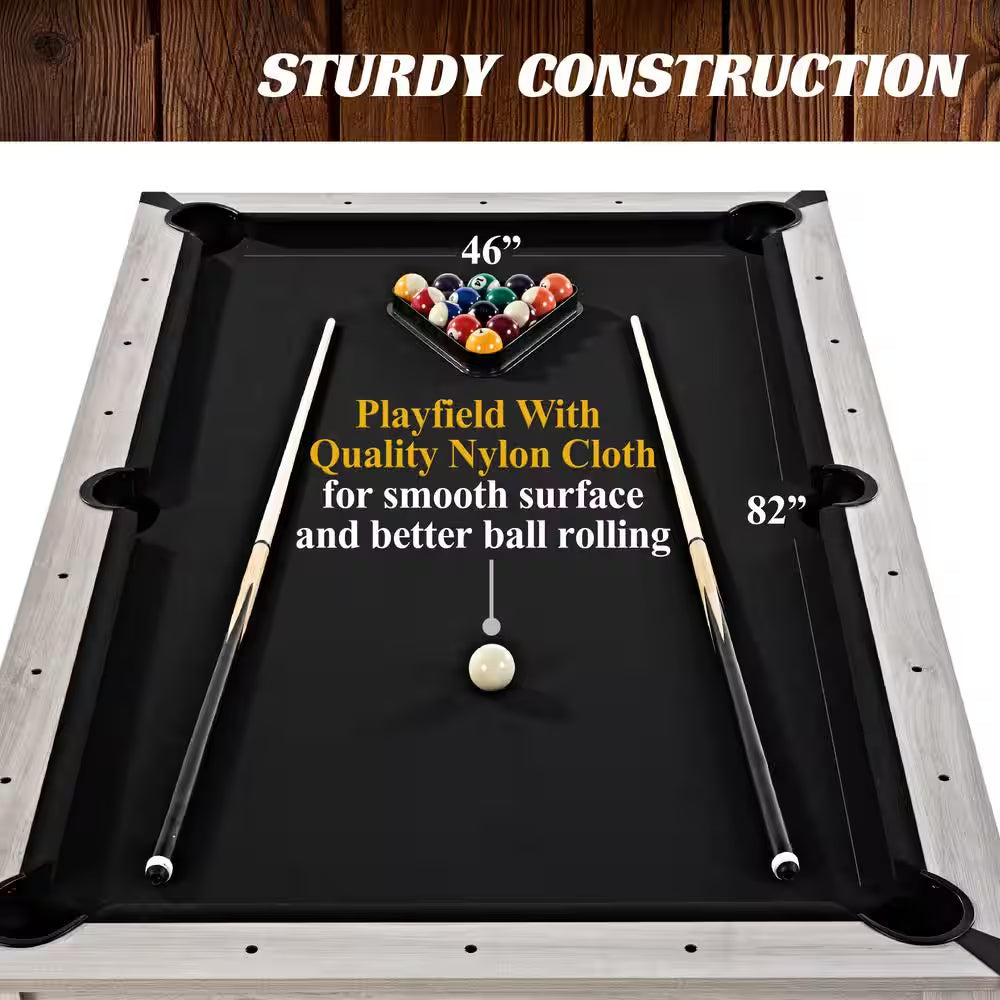 Monteray 7' Drop Pocket Pool Table, 3-In-1 Dining Top and Table Tennis with Game Accessories